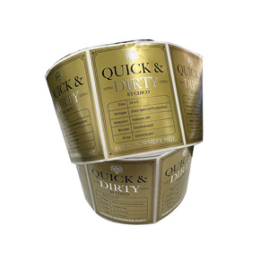Étiquette de luxe personnalisée en <span class=keywords><strong>feuille</strong></span> d'or avec logo, autocollant en papier pour imprimante auto-adhésive, emballage en flexographie à l'encre de soja de qualité supérieure - Product Image 5