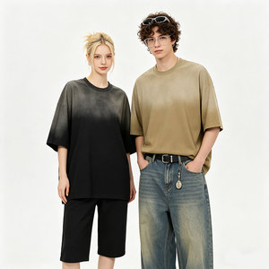 T-shirt <span class=keywords><strong>Homme</strong></span> ALCLEVER – Marque Américaine Tendance, Dégradé Multicolore, Manches Courtes, Col Rond Effet Usé, Logo Personnalisé - Product Image 4
