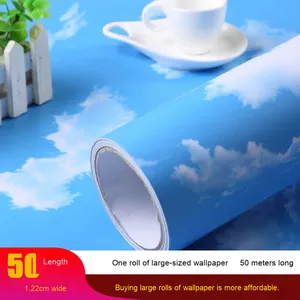 Design moderno PVC carta da parati autoadesiva cielo blu nuvole bianche geometrico soffitto adesivo da parete <span class=keywords><strong>per</strong></span> la scuola materna camera dei bambini - Product Image 6