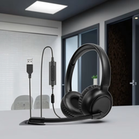 Écouteurs binauraux de centre d'appels OMFOX Business Office avec réduction du bruit des appels DC3.5 vers USB ou TYPE-C et ENC pour les équipes