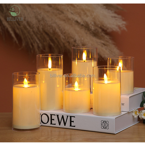 Offre Spéciale bougies sans flamme scintillantes à mèche 3d clair ensemble de bougies LED à piles transparentes - Product Image 3