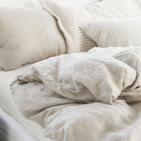 Vente en gros de linge de lit en lin naturel français 100% lin housse de couette style lavé à la pierre drap-housse à poches profondes LOGO personnalisé