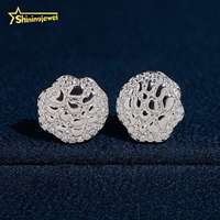 Boucles d'oreilles clous en moissanite 925, design texture cuir, serties de pierres, bijoux de rappeur, certifiées GRA, testées au diamant