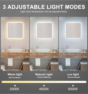 NewThingLine Moderne Ontwasemingssysteem LED IP44 Badkamer Spiegel Touchschakelaar |   Frameloze, aan de muur gemonteerde, dimbare verlichte wastafel - Product Image 4