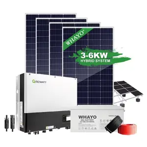 Sistema de almacenamiento solar híbrido Whayo On Off 5 Kva 8Kw 12Kw Sistema completo de energía solar con batería de ciclo profundo