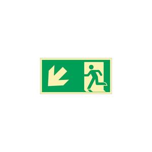 Letrero DE EMERGENCIA DIN EN ISO 7010 L297xW148 mm ruta de escape, plástico izquierdo hacia abajo - Product Image 1