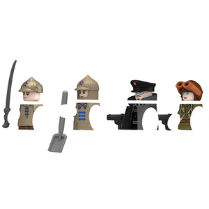 Figurines de construction N601-604 - Soldats du régiment de <span class=keywords><strong>cavalerie</strong></span> soviétique, pilotes, maréchal, ingénieur - Figurines de construction en plastique ABS, petites pièces - Product Image 1