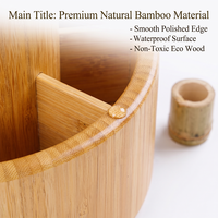 Organisateur de bureau rotatif à 360° en bambou naturel personnalisé à double niveau, porte-stylos rotatif, support de rangement de bureau, pot à crayons pour l'école