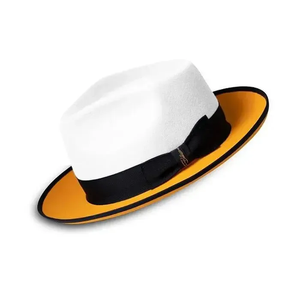 white orange Wool Felt Fedora <b>Hat</b> With 56-58CM Unisex Formal Dress <b>Hat</b> Adult Four Seasons Casual Style - Product Image 2