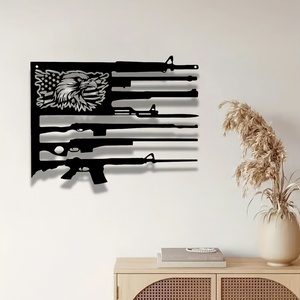 Décoration Murale Métallique Classique Aigle Drapeau Américain Art Déco pour Amateurs d'Armes à Feu - Ornement Mural Métallique pour Anniversaire - Product Image 6