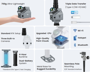 Caméra scanner 3D LiDAR portable FJD Trion P2 avec module RTK, fusion multi-SLAM et nuage de points couleur en temps réel pour la topographie - Product Image 6