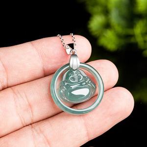 Pendentif Bouddha en jadéite naturelle, argent S925, bijoux bouddhistes pour femmes, style chinois, cadeau avec certificat d'évaluation D605 - Product Image 3