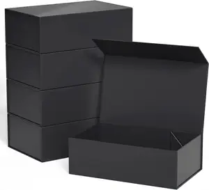 Caja magnética con logotipo personal personalizado, caja de regalo de lujo negra con caja de cierre magnético