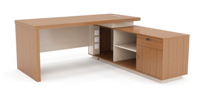 Bureau de direction en L contemporain en bois écologique, finition noyer, gris foncé, pour bureau commercial – Vente en gros