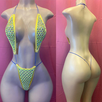 Ensemble Lingerie Femme Sexy Nuisette Filet Une Pièce Polyester OEM Usine Body Danse Exotique Strass Tenues de Strippeuse