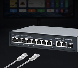 Switch PoE standard PSE 8 ports 1000 Mbps, 8 PoE+ 2 Gigabit Uplink + 1 port SFP, 120 W, non géré, alimentation IEEE802.3AF/AT, VLAN - Product Image 2