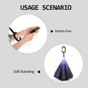 <b>Large</b> Windproof Luxury Fashion Reverse Umbrella Quality Logo Print Canopy Manual Control Business Gift Wholesale 105cm Diameter - Product Image 6