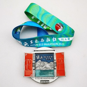 Medaglia da corsa metallica personalizzata di eccellente qualità per eventi sportivi di maratona medaglioni smaltati morbidi speciali con cerniera - Product Image 3