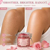 Gommage au sucre de rose en gros - Exfoliant anti-âge hydratant en profondeur pour peaux sensibles, à l'huile et aux pétales de rose naturels, pour une peau éclatante