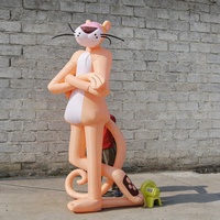 Mascotte géante gonflable personnalisée Léopard rose de dessin animé, modèle animal gonflable sur pied pour la publicité et la décoration d'événements et de centres commerciaux