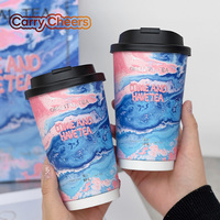 Gobelet en papier à double paroi anti-fuite personnalisé avec logo imprimé pour boissons chaudes, café, lait, thé, avec couvercles, 500 ml, 16 oz