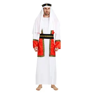 Kostum Panggung Dewasa Pakaian Muslim Pria Muslim Panjang Arab Timur Tengah Kostum Pangeran Dubai Kepala Suku