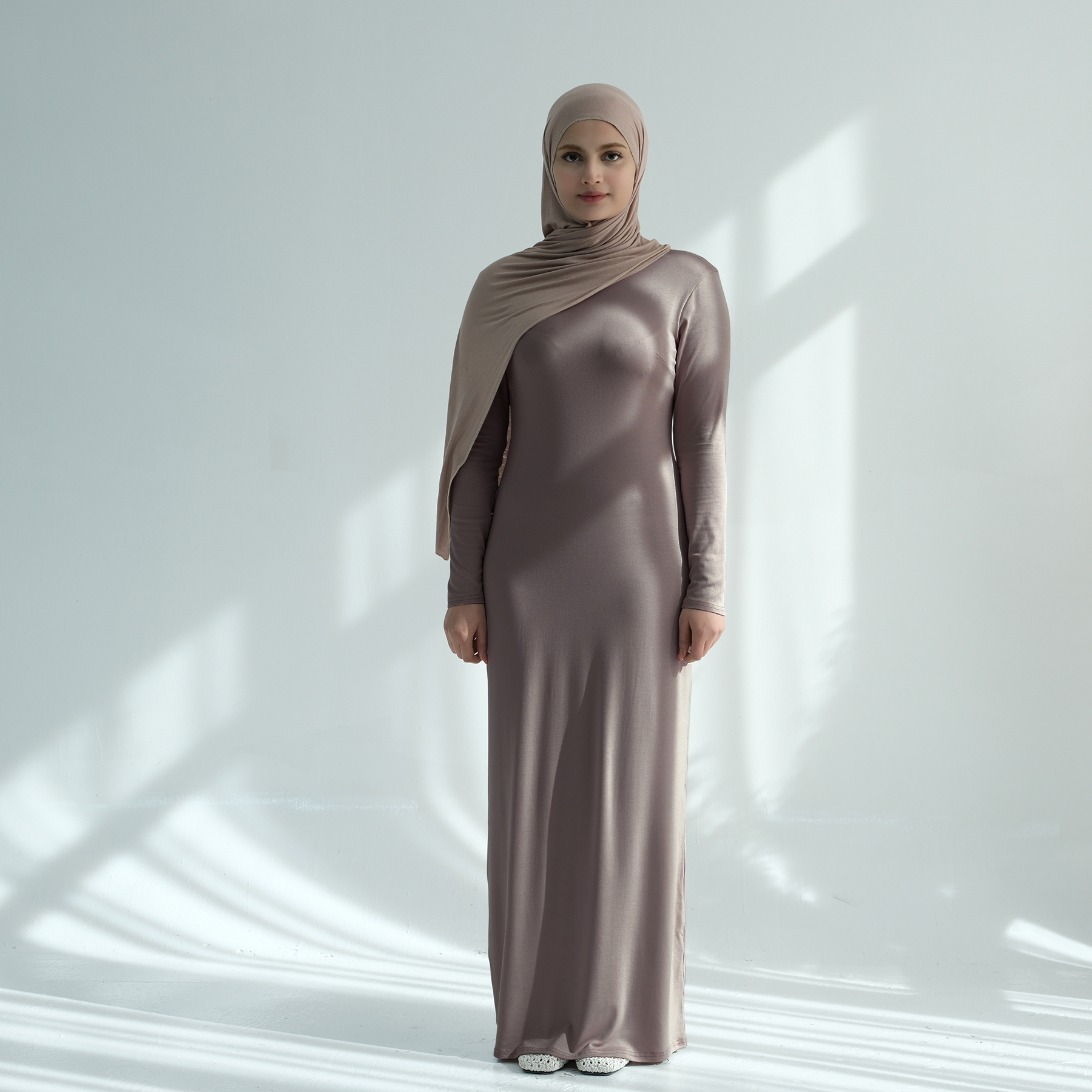 jersey abaya dress Chesnut Limited edition Jersey maxi dress with attached Hijab Chesnut / 3XL