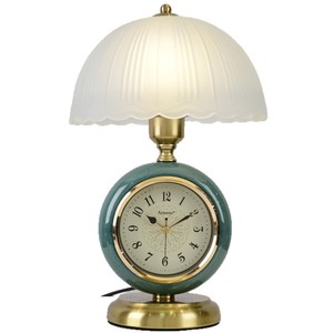 Armenus Table Lamp With <b>Clock</b> Decor Round Base <b>Led</b> Light Source Eye Caring Bedroom Bedside Lamp - Product Image 1