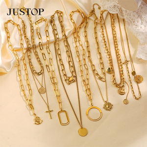 Collier long avec pendentif, vente en gros OEM/OEM, personnalisable, en acier inoxydable étanche, plaqué or ou argent, unisexe, bijoux tendance - Product Image 3