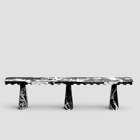 Table console en marbre à bord festonné Dream Home, pieds coniques solides, meuble d'appoint moderne pour entrée et couloir