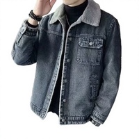Veste en jean sur mesure pour homme, en molleton extensible, coton bleu, hiver, écologique, chauffante, avec logo frontal, grandes tailles