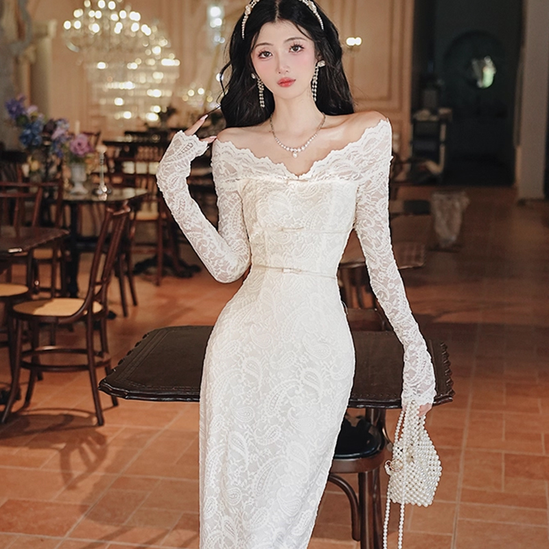 winter long sleeve wedding dresses Princess Wedding Dress Lace Long Sleeves High Neck – Lisposa