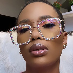 <strong>Fashion</strong> Ladies Diamond Apple White Bling Sunglasses Retro Women <strong>Party</strong> <strong>Designer</strong> Big Frame Square Oversized Sun <strong>Glasses</strong> - Product Image 2