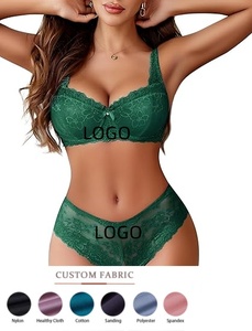 Set di Lingerie Ming Jet da Donna in Pizzo Floreale Gotico, Push-Up con Ferretto, Mezza Coppa, Vita Bassa, 2 Pezzi con Reggiseno e Slip - Product Image 2
