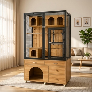 Cage à oiseaux en bois et verre de grande taille, directement de l'usine, pour l'élevage de perroquets, la volière pour pigeons, la boîte à nids, l'utilisation en animalerie, hôtel pour animaux, villa. - Product Image 1