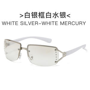 トレンディなY2Kホットガールスウィートクールレトロフレームレススクエアサングラスユニセックスファッションパーソナリティダイヤモンド付きUV400プロテクション - Product Image 6