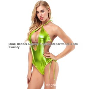 Комбинезон-боди из дышащего спандекса/полиэстера в европейско-американском стиле с кружевной шнуровкой на спине, сексуальное белье AliExpress - Product Image 5