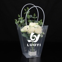 PP Transparent trapézoïdal étanche sac point PVC fleur Rose sac Bouquet matériel fleuriste fournitures