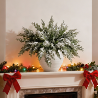 Arbre de cèdre artificiel floqué, branche de pin recouverte de neige, en pot en céramique blanche, pour la décoration de table de Noël et d'hiver