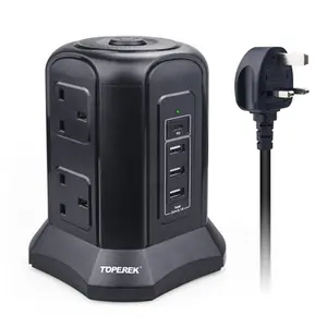 Factory Direct USA Extension Power Socket With 6 outlets 4 USB ports Smart Tower Sockets Electrical Switches for General-Purpose