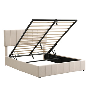 DB Beige Queen-Size Cama blanda con sistema de almacenamiento hidráulico Plataforma tapizada Muebles de dormitorio (OLD SKU LP000211AAA) - Product Image 3