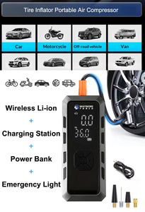 Compresseur d'air - Pompe à air pour pneus de voiture avec manomètre numérique, lumière LED et fonction d'arrêt automatique - Product Image 2