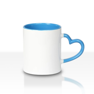 Taza de cerámica en blanco de 11 oz con asa de corazón y interior de color, ideal para prensa de calor DIY, regalo para el hogar u oficina, venta al por mayor - Product Image 6