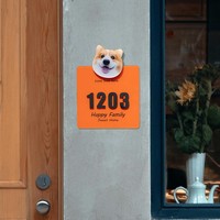 Plaque de porte personnalisée en acrylique avec numéro, photo de animal de compagnie style dessin animé, sans perçage, plaque d'adresse de maison, décoration murale pour entrée de maison