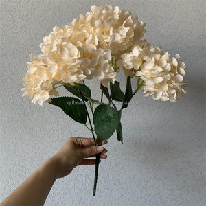 L-283 <span class=keywords><strong>Champagne</strong></span> 5 Têtes <span class=keywords><strong>de</strong></span> fleurs d'hortensia artificielles modernes et réalistes en soie douce, faites à la main, pour arche <span class=keywords><strong>de</strong></span> mariage, maison, hôtel - Product Image 5