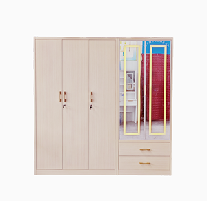 发光二极管照明套装简约金属5门衣柜图案钢Almirah储物柜卧室镜子壁橱Lemari Pakaian - Product Image 5