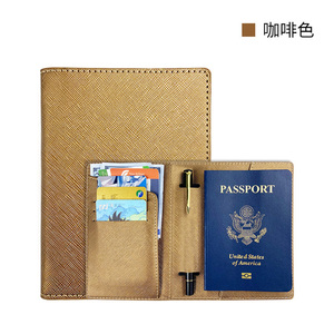 Custodia per passaporto in pelle Saffiano con Logo bianco personalizzato con inserto a penna copertina per passaporto a sublimazione moda - Product Image 4