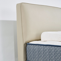 Lit Double Moderne de Luxe en Bois avec Fonction Rafraîchissante et Revêtement Tissu – Cadre de Lit Rembourré pour Chambre à Coucher