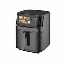 Friteuse à air chaud électrique moderne en plastique, capacité 8L, sans huile, pour la cuisson domestique, de forme carrée avec écran couleur