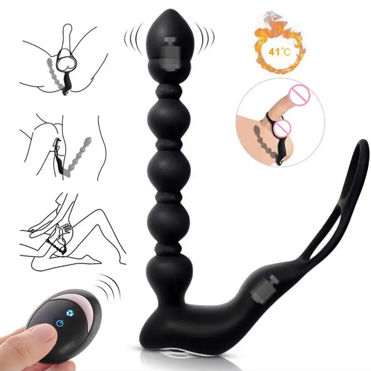 Giocattolo del sesso maschile per adulti vibratori anali in Silicone con perline vibranti Plug anale vibrante massaggiatore della prostata a calore remoto